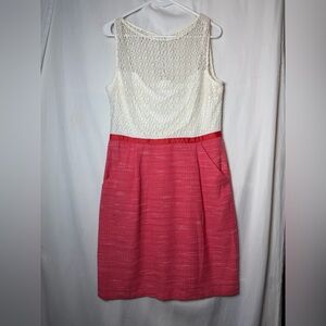 Studio One White and Pink Crochet/Lace Dress